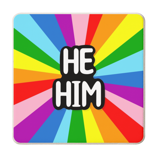 He him lgbtq+ - personalised beer coaster by The Girl Next Draw