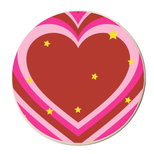 Heart and star print - personalised beer coaster by The Girl Next Draw