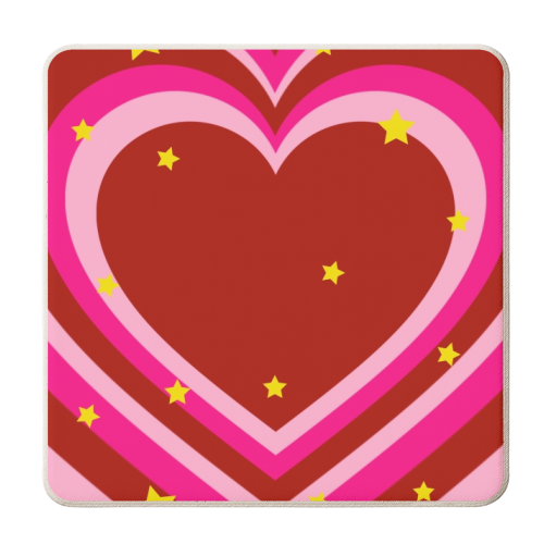 Heart and star print - personalised beer coaster by The Girl Next Draw