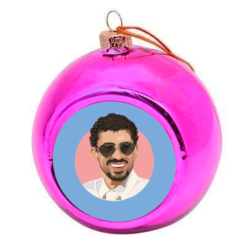 Heart glasses bunny - colourful christmas bauble by The Girl Next Draw