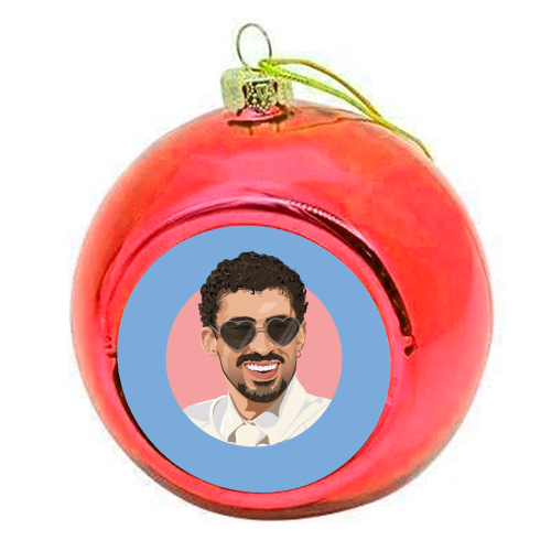 Heart glasses bunny - colourful christmas bauble by The Girl Next Draw