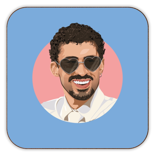 Heart glasses bunny - personalised beer coaster by The Girl Next Draw