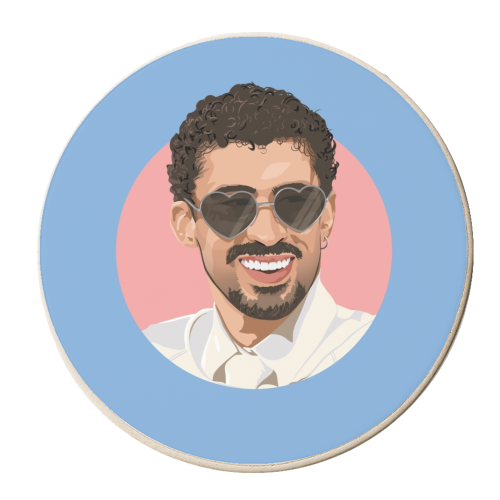 Heart glasses bunny - personalised beer coaster by The Girl Next Draw