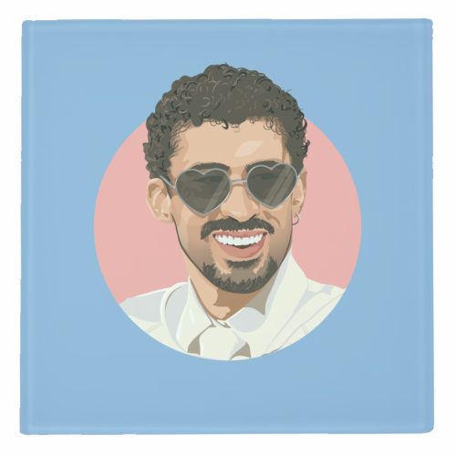 Heart glasses bunny - personalised beer coaster by The Girl Next Draw