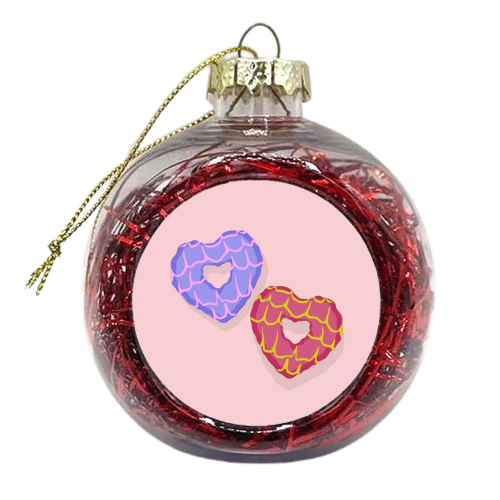 Heart party rings - xmas bauble by The Girl Next Draw
