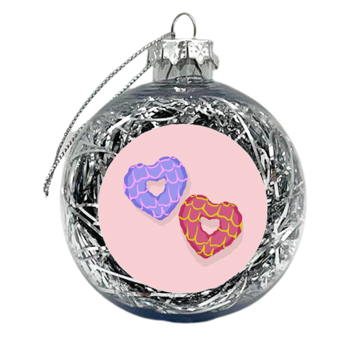 Heart party rings - xmas bauble by The Girl Next Draw
