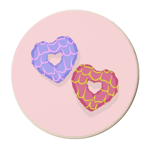 Heart party rings - personalised beer coaster by The Girl Next Draw