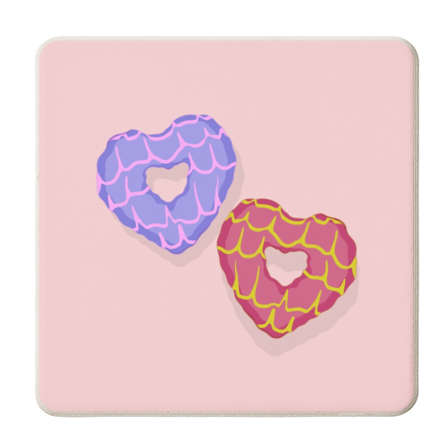 Heart party rings - personalised beer coaster by The Girl Next Draw