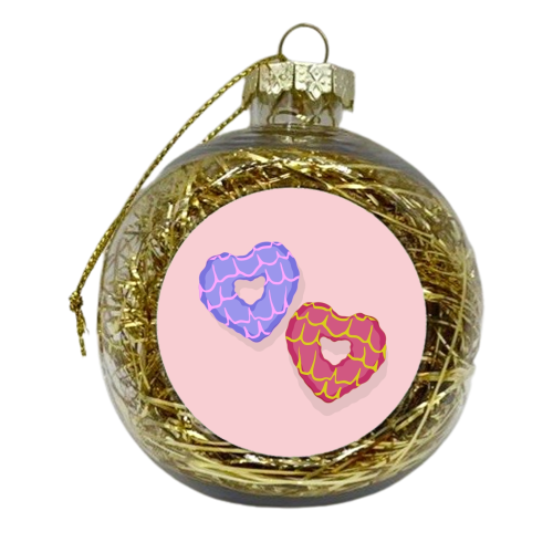 Heart party rings - xmas bauble by The Girl Next Draw