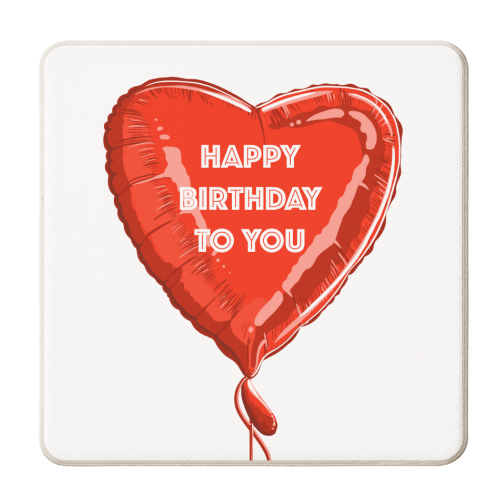 Heart Shaped Birthday Balloon - personalised beer coaster by Adam Regester