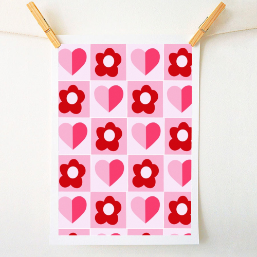 Hearts and Daisies - A1 - A4 art print by Yaz Raja