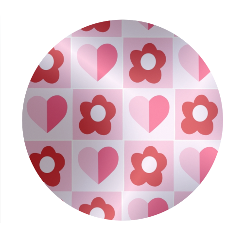 Hearts and Daisies - Circle Sticker by Yaz Raja