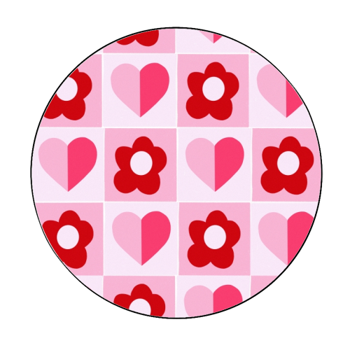 Hearts and Daisies - Circle Sticker by Yaz Raja
