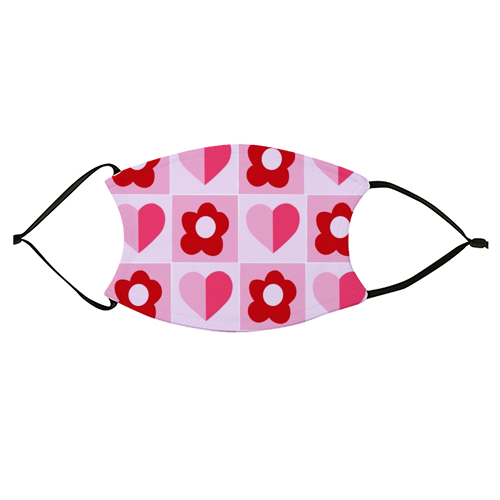 Hearts and Daisies - face cover mask by Yaz Raja