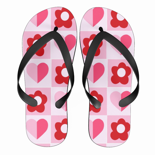Hearts and Daisies - funny flip flops by Yaz Raja