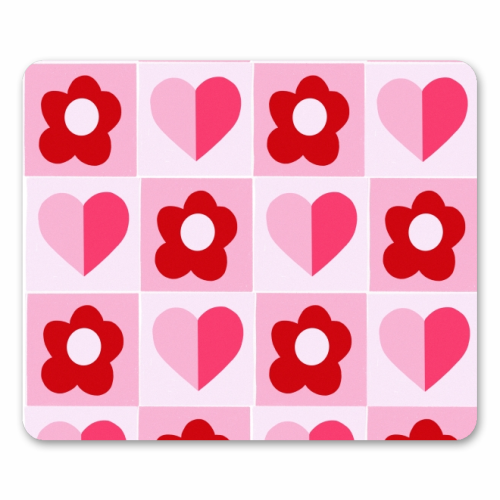 Hearts and Daisies - mouse mat by Yaz Raja