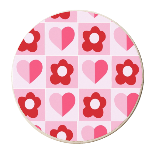Hearts and Daisies - personalised beer coaster by Yaz Raja