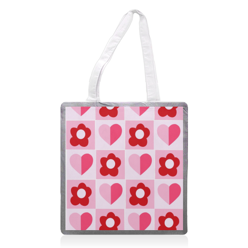 Hearts and Daisies - printed canvas tote bag by Yaz Raja