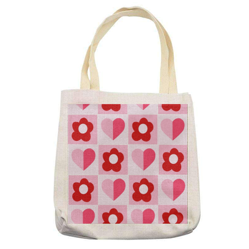 Hearts and Daisies - printed canvas tote bag by Yaz Raja