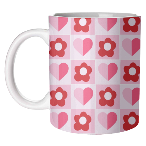 Hearts and Daisies - unique mug by Yaz Raja