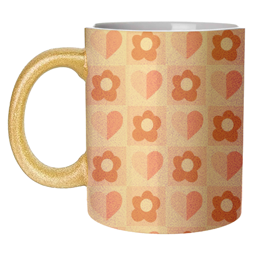 Hearts and Daisies - unique mug by Yaz Raja
