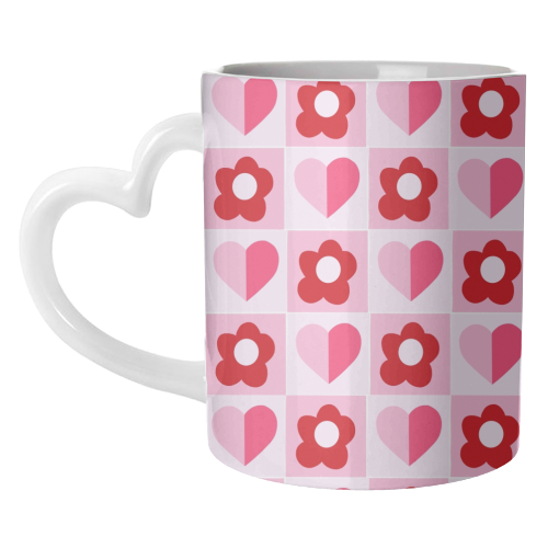 Hearts and Daisies - unique mug by Yaz Raja