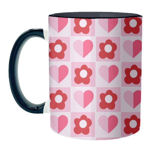 Hearts and Daisies - unique mug by Yaz Raja