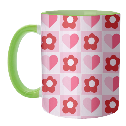 Hearts and Daisies - unique mug by Yaz Raja