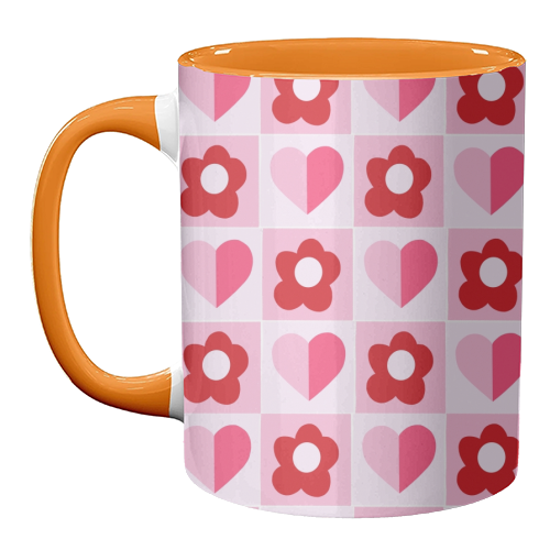 Hearts and Daisies - unique mug by Yaz Raja