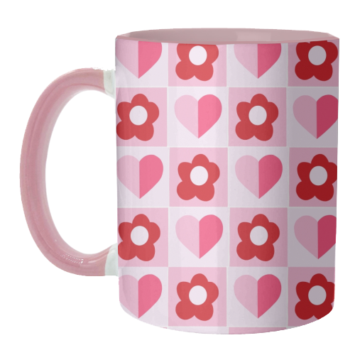 Hearts and Daisies - unique mug by Yaz Raja