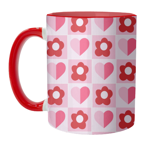 Hearts and Daisies - unique mug by Yaz Raja