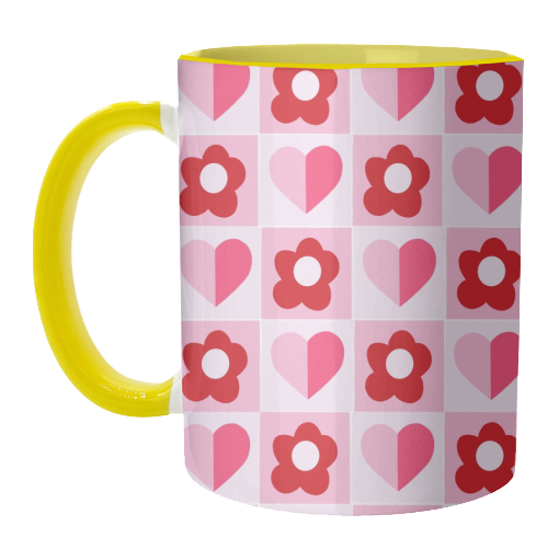 Hearts and Daisies - unique mug by Yaz Raja