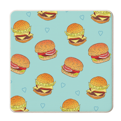 Hearty Burgers - personalised beer coaster by minniemorris art