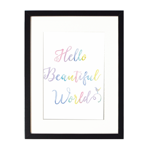 Hello Beautiful World - framed poster print by Alphabetti