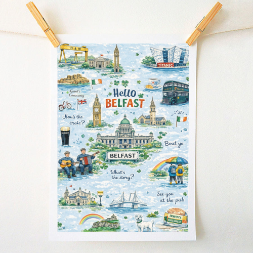 Hello Belfast - A1 - A4 art print by Ms Doodle
