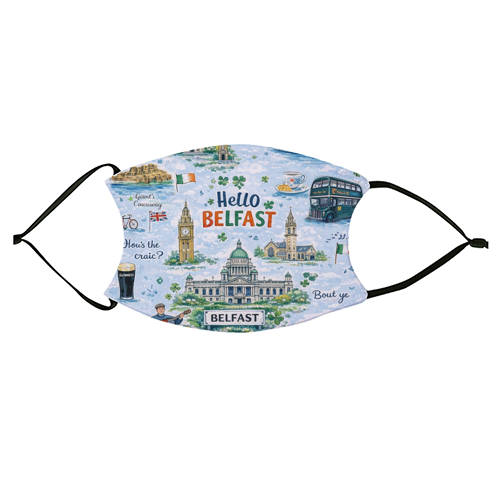 Hello Belfast - face cover mask by Ms Doodle