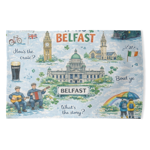 Hello Belfast - funny tea towel by Ms Doodle