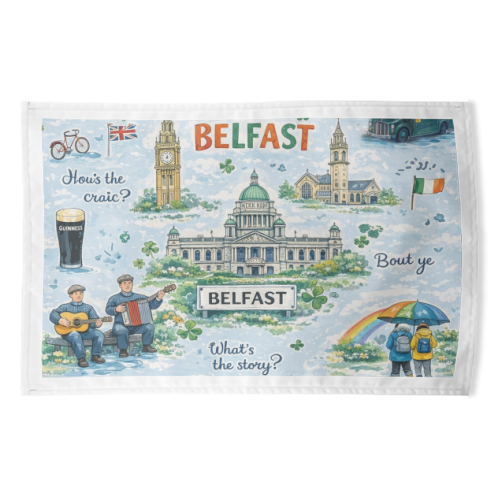Hello Belfast - funny tea towel by Ms Doodle