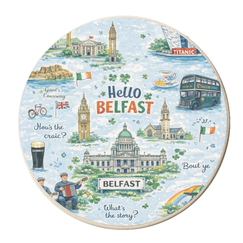 Hello Belfast - personalised beer coaster by Ms Doodle