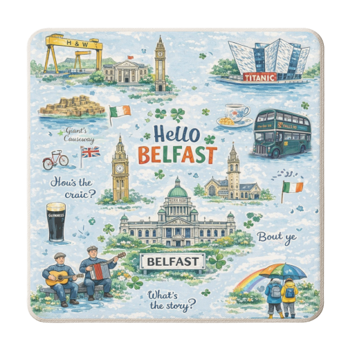 Hello Belfast - personalised beer coaster by Ms Doodle