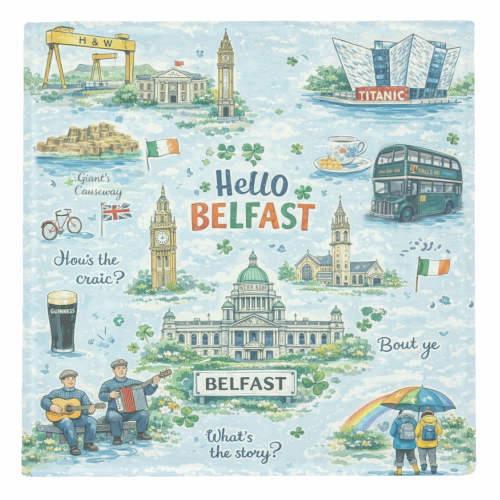 Hello Belfast - personalised beer coaster by Ms Doodle