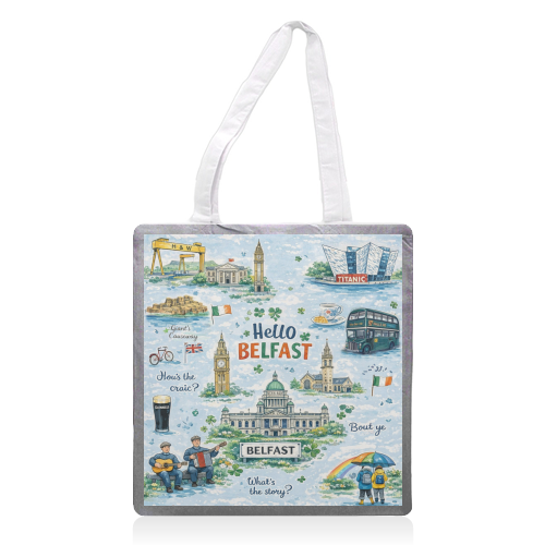 Hello Belfast - printed canvas tote bag by Ms Doodle