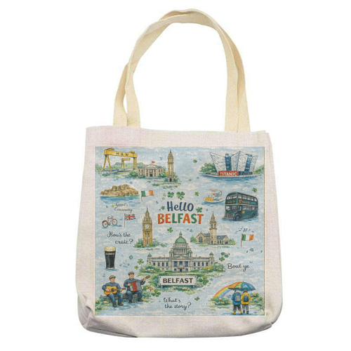 Hello Belfast - printed canvas tote bag by Ms Doodle