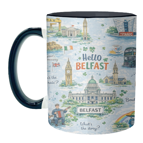 Hello Belfast - unique mug by Ms Doodle