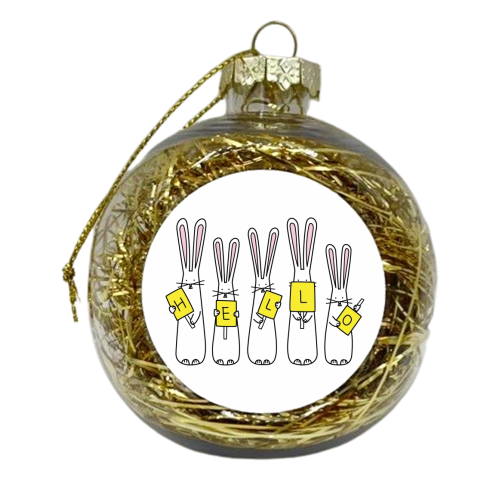 Hello Bunnies - xmas bauble by Hoppy Bunnies