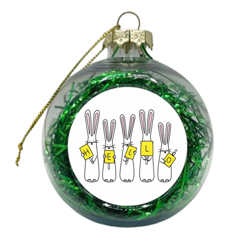 Hello Bunnies - xmas bauble by Hoppy Bunnies