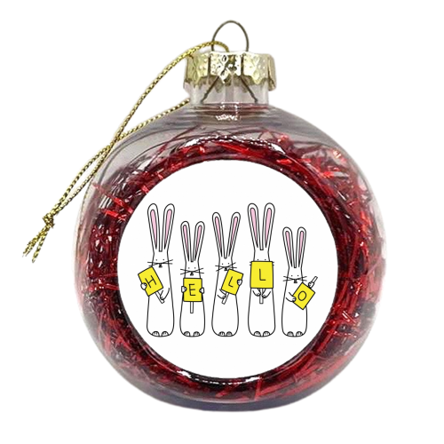 Hello Bunnies - xmas bauble by Hoppy Bunnies