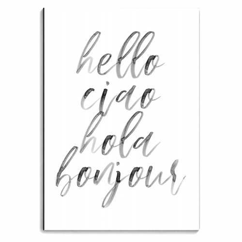 Hello Ciao Hola Bonjour Watercolor Script - personalised A4, A5, A6 notebook by Toni Scott