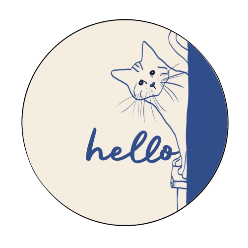 Hello cute cat print - Circle Sticker by Giddy Kipper