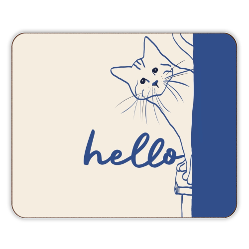 Hello cute cat print - designer placemat by Giddy Kipper